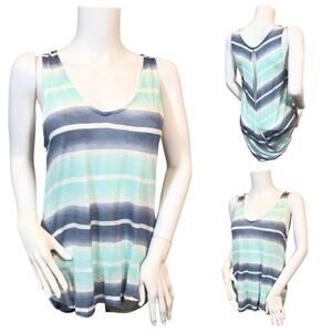 #T175 Splendid Blue Stripe Sleeveless Open Back Top SZ M $89